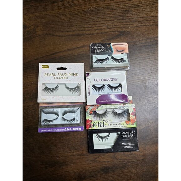 Bundle of 6 False Mink Women Eyelashes Black - Picture 1 of 16